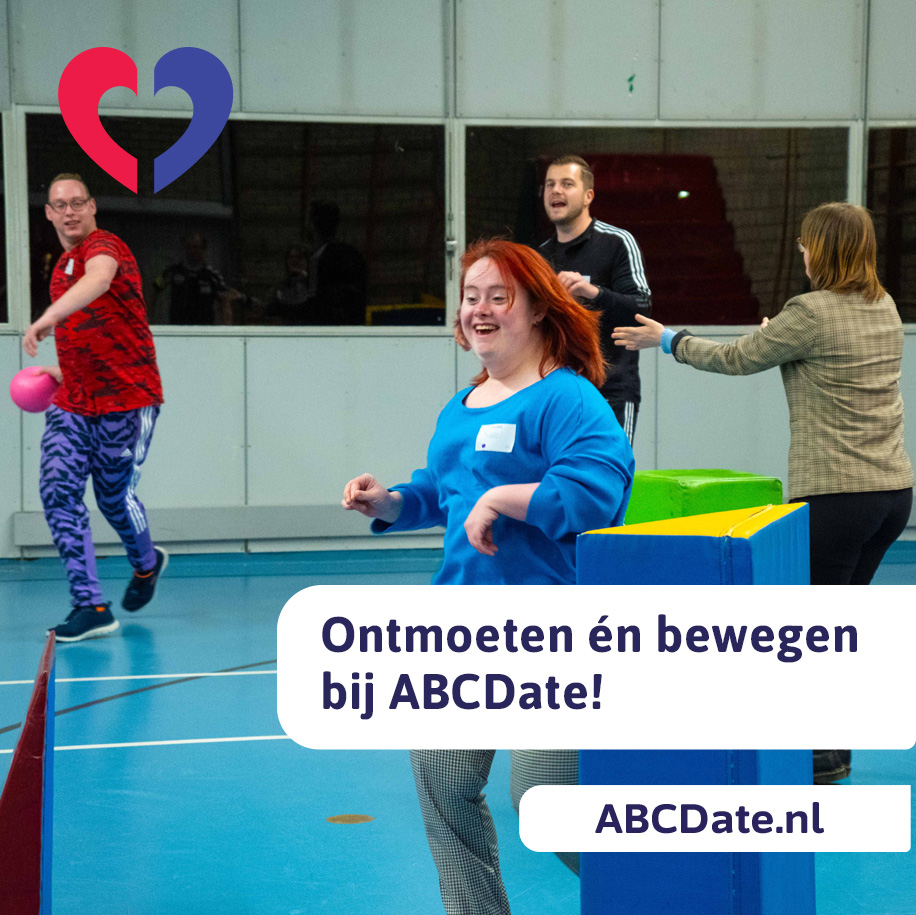 ABCDate zet al stappen zodat ook mensen met een verstandelijke beperking elkaar eenvoudig kunnen ontmoeten en samen bewegen. 