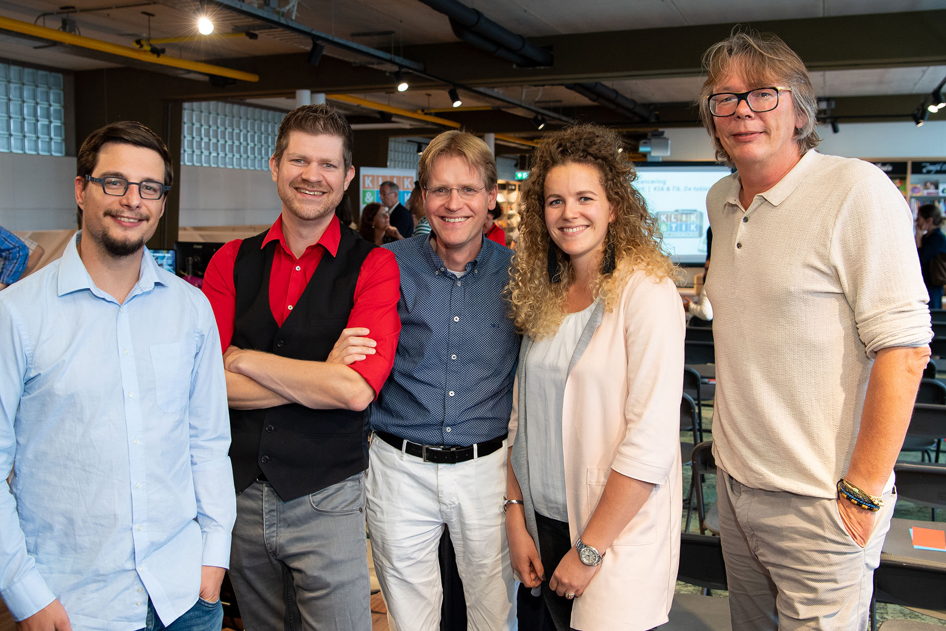 Het Klik & Tik team van Leer Zelf Online met vlnr Wouter van der Ven, Vincent van Haaren, Jacob van Foreest en Jacques de Wit