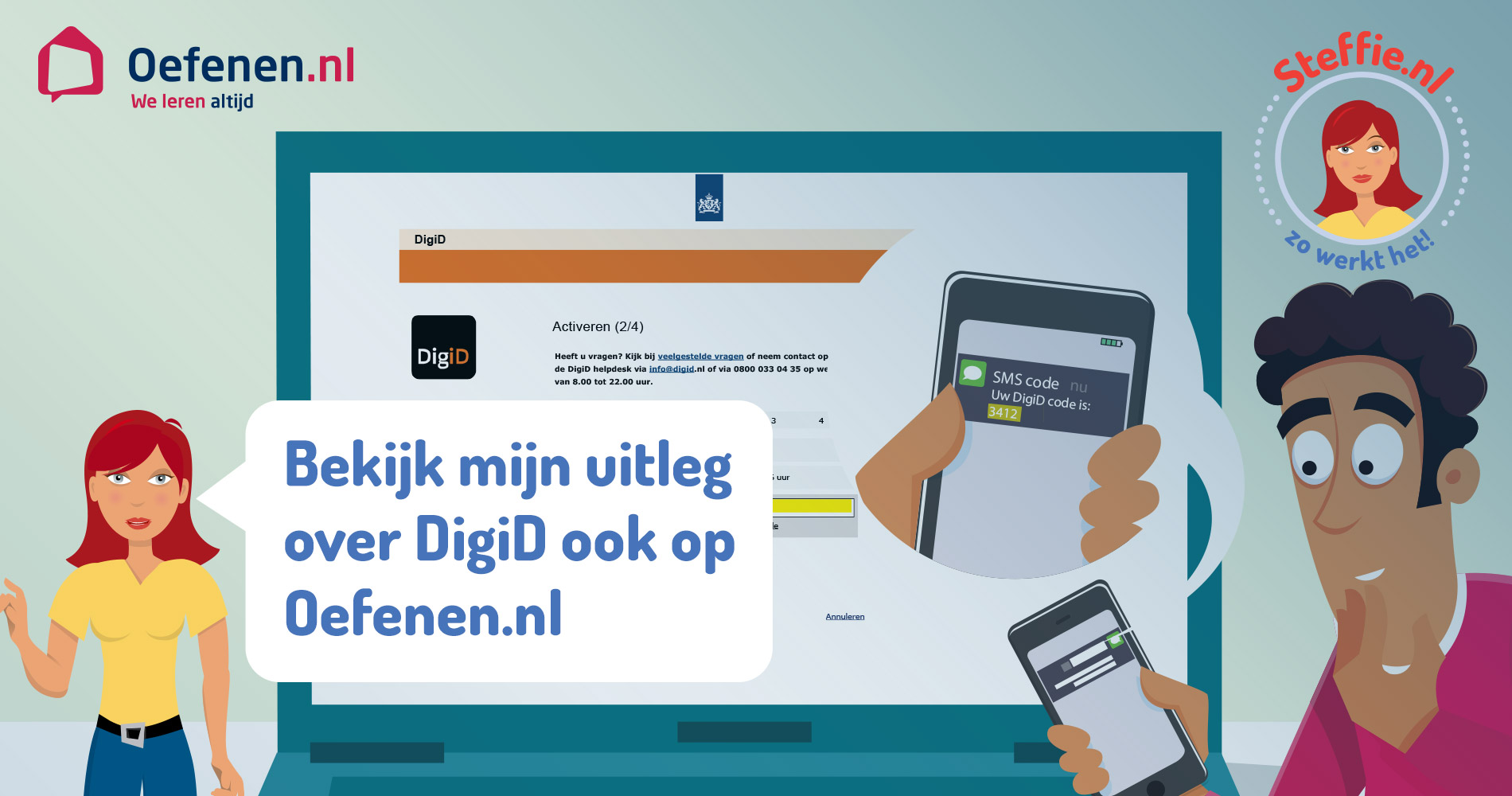 Steffie helpt bij DigiD-gebruik